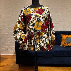 African print peplum top